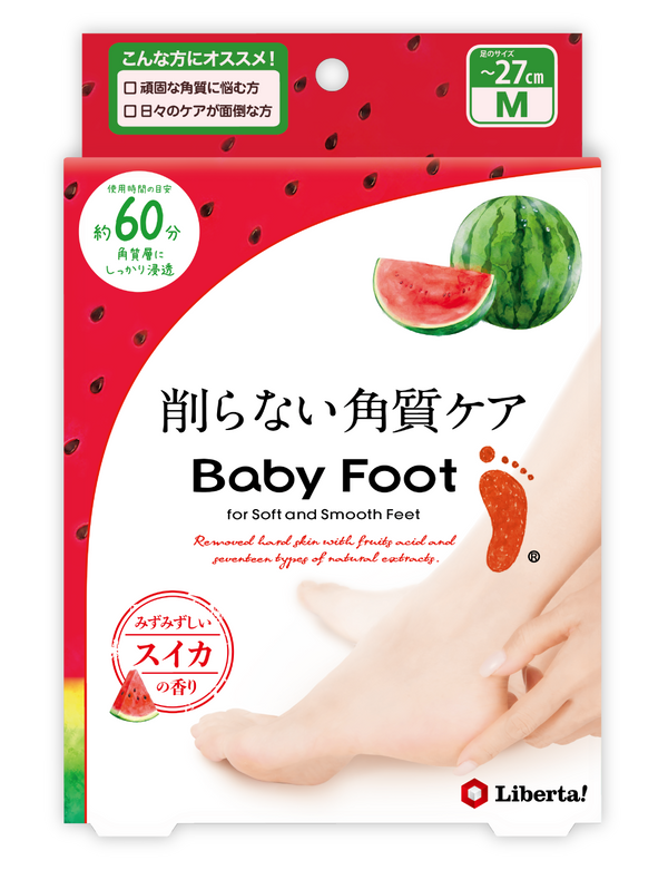 <center>-夏を楽しむフットケア-<br> ❝スイカの香り❞の数量限定フットパックが登場<br>ベビーフットで夏の素足に自信を！</center>