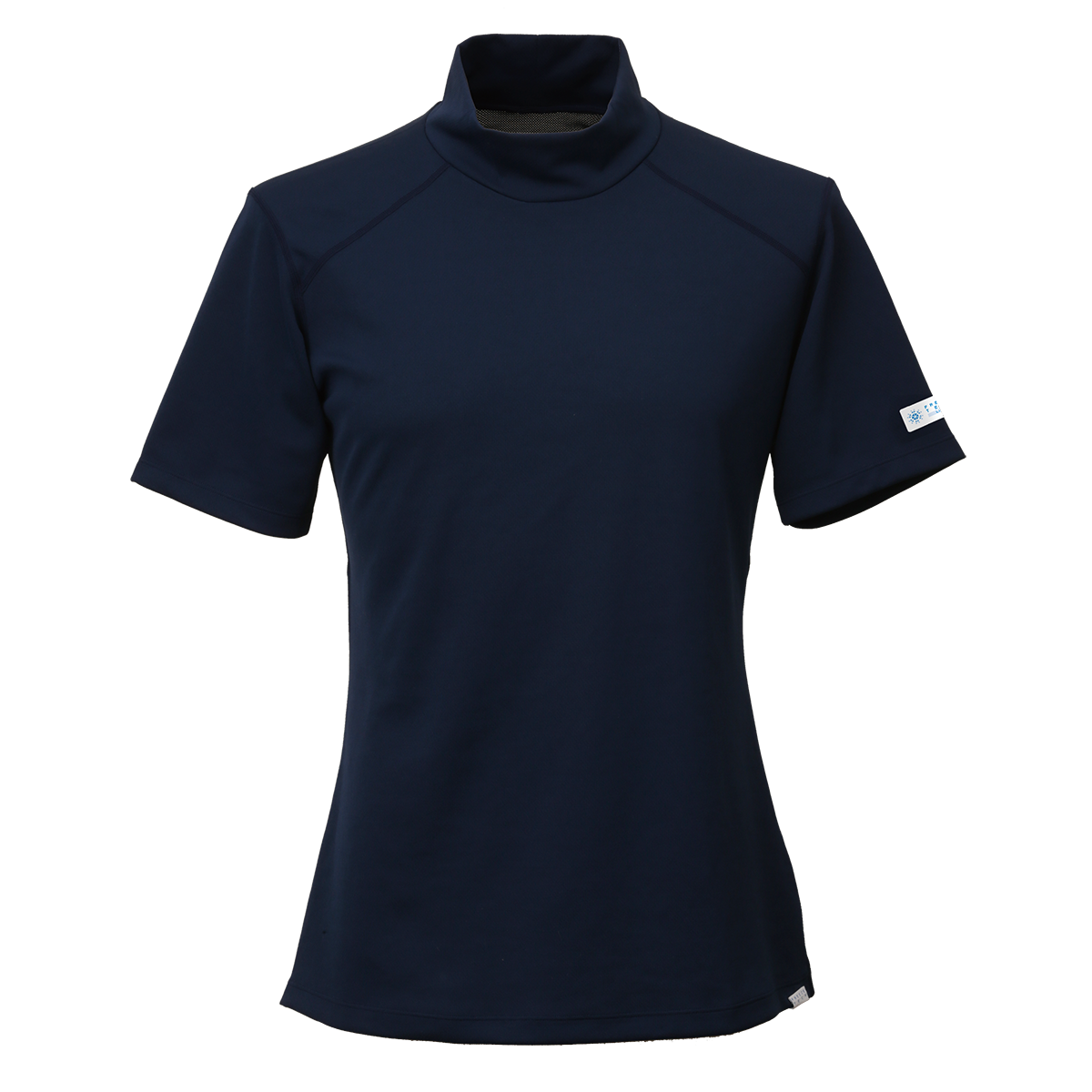 FREEZE TECH SPORTS レギュラーフィット 冷感シャツ 半袖モックネック Navy White LIDEF
