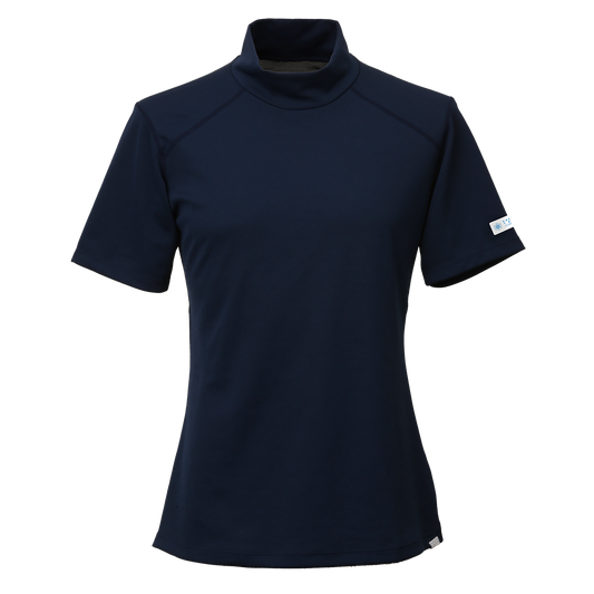 FREEZE TECH SPORTS レギュラーフィット 冷感シャツ 半袖モックネック Navy White LIDEF