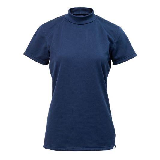 FREEZE TECH SPORTS レギュラーフィット 冷感半袖モックネック(WOMEN) Navy White LIDEF