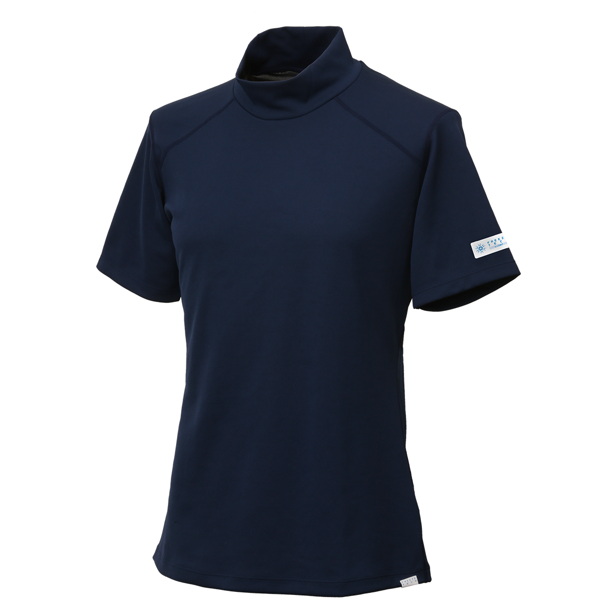 FREEZE TECH SPORTS レギュラーフィット 冷感シャツ 半袖モックネック Navy White LIDEF