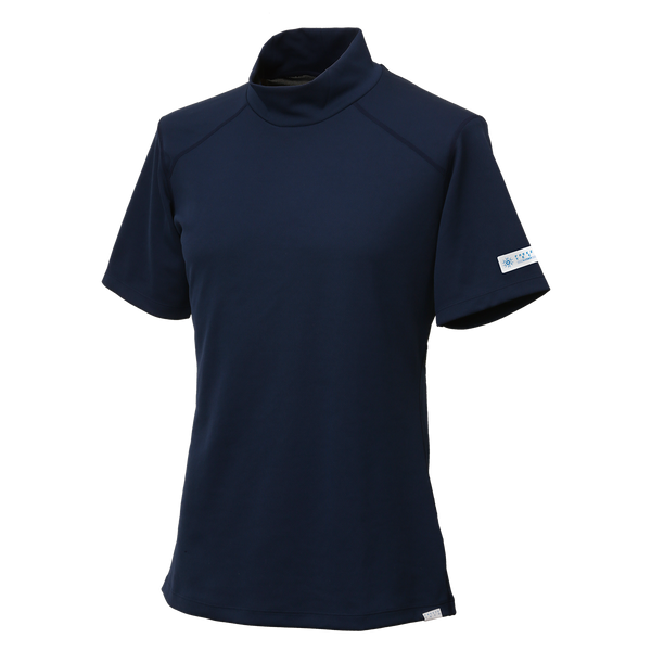 FREEZE TECH SPORTS レギュラーフィット 冷感シャツ 半袖モックネック Navy White LIDEF - メディア 2