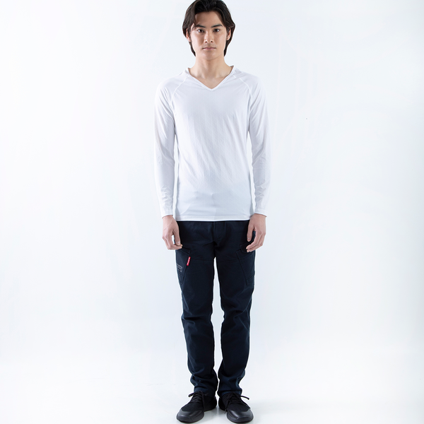 FREEZE TECH WORK 冷感シャツ長袖Vネック White - メディア 2