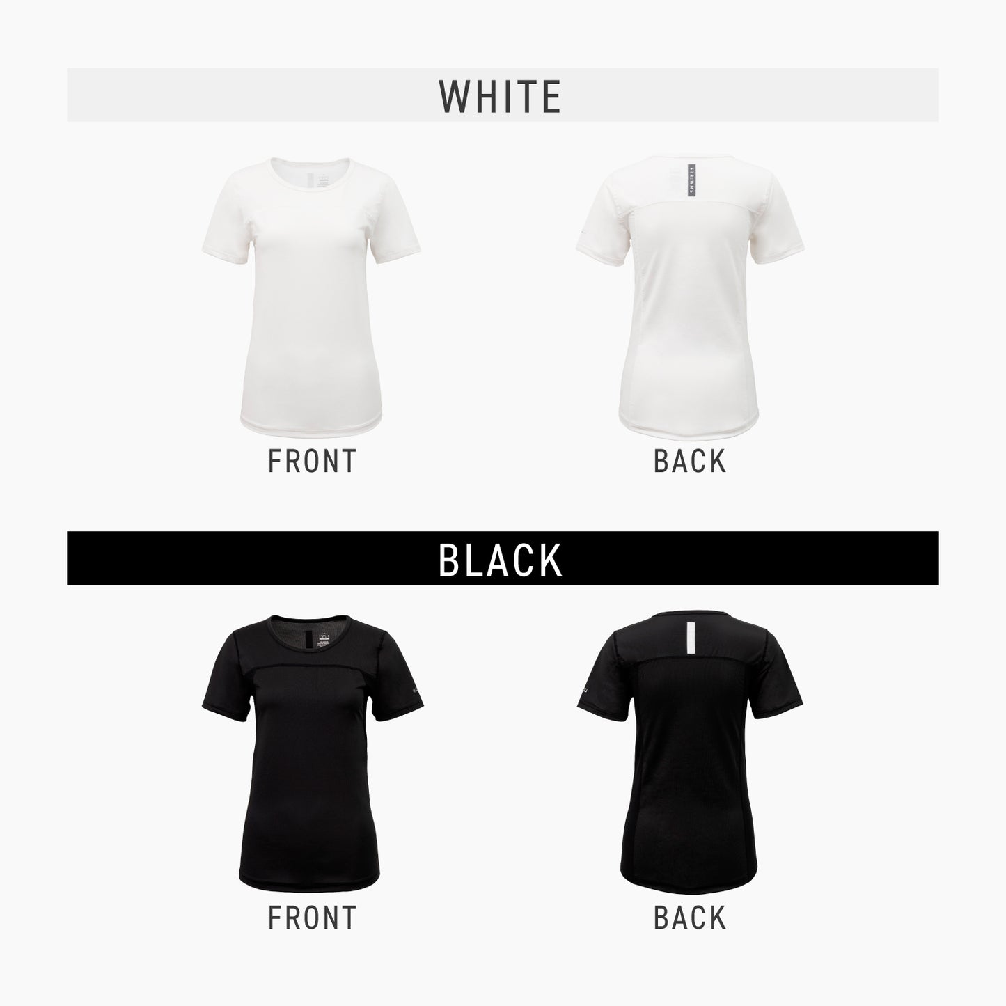 FREEZE TECH 氷撃α WOMENS 冷感シャツ半袖クルーネック White Black LIDEF FT25SS