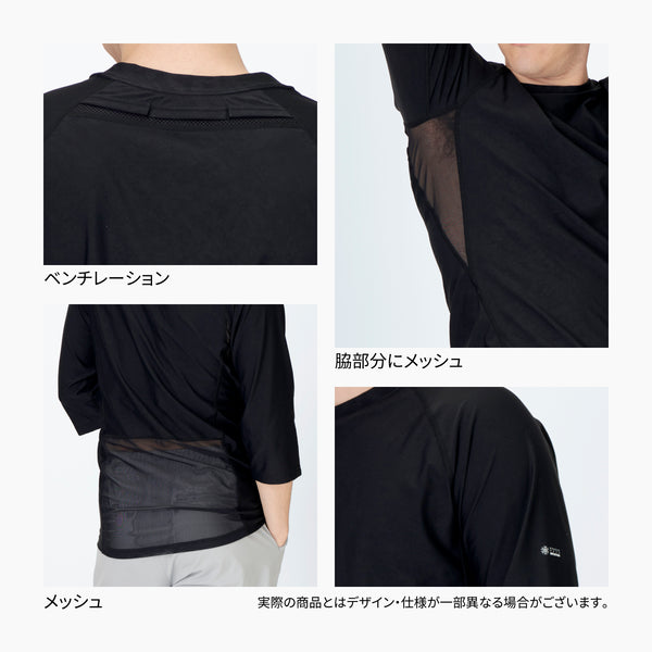 FREEZE TECH WORK 冷感半袖クルーネック ベンチレーション付 Black LIDEF FT25SS - メディア 4