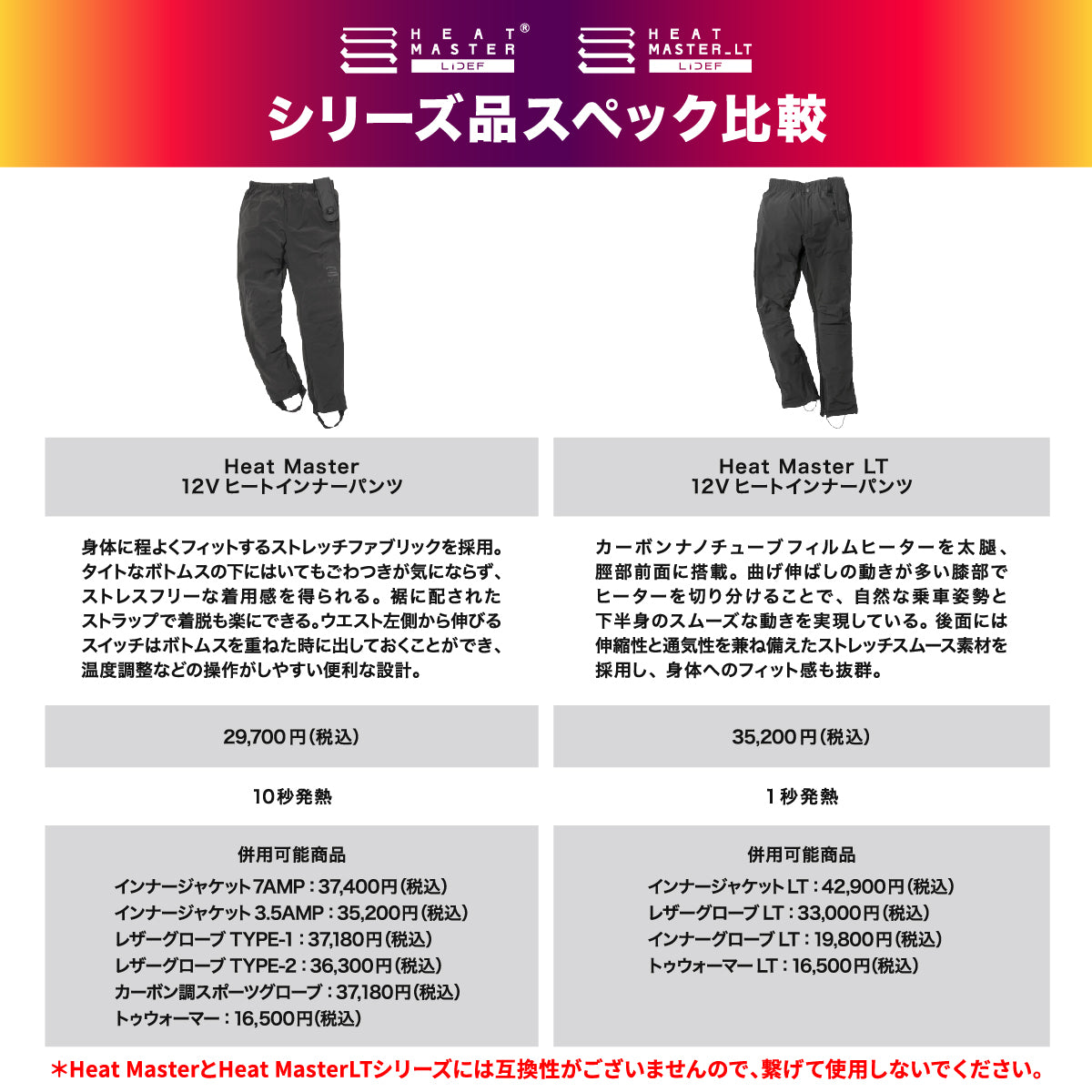 Heat Master 12Vヒートインナーパンツ_SF LIDEF