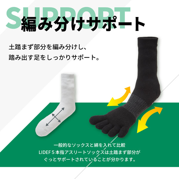 DEODORIZE TECH デオドライズテック 5本指ソックス BLACK - メディア 5